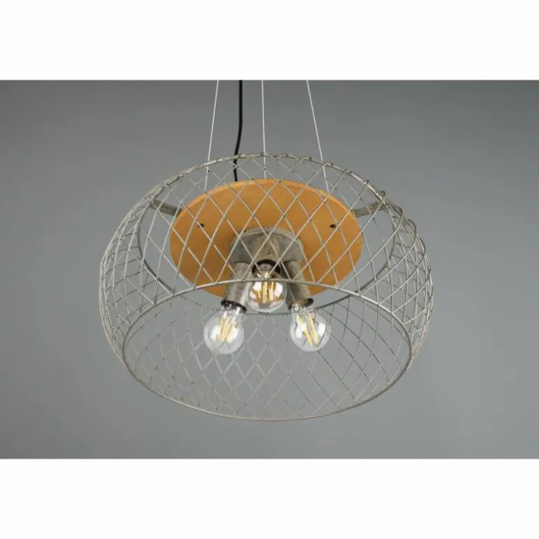 Suspension Trio Tamil Brun foncé, Nickel mat, 3 lumières