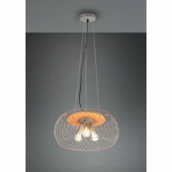 Suspension Trio Tamil Brun foncé, Nickel mat, 3 lumières