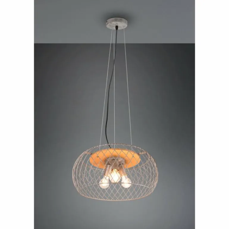 Suspension Trio Tamil Brun foncé, Nickel mat, 3 lumières