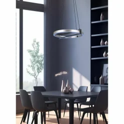 Suspension Trio Thompson LED Aluminium brossé, 1 lumière, Télécommandes, Changeur de couleurs