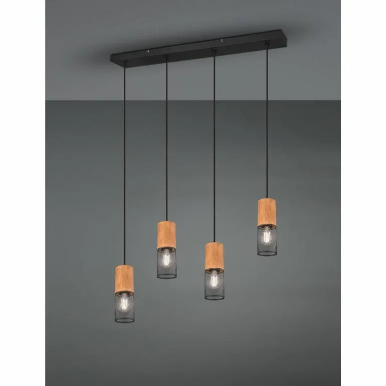 Suspension Trio Tosh LED Noir, 4 lumières