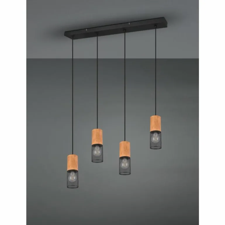 Suspension Trio Tosh LED Noir, 4 lumières