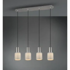 Suspension Trio Wailer LED Nickel mat, 4 lumières