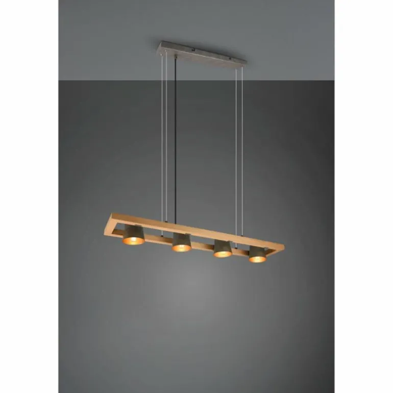 Suspension Trio-Leuchten Bell Brun foncé, Nickel mat, 4 lumières
