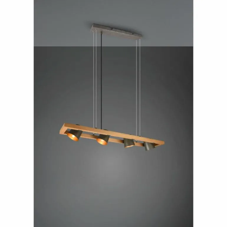 Suspension Trio-Leuchten Bell Brun foncé, Nickel mat, 4 lumières
