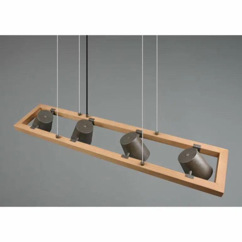 Suspension Trio-Leuchten Bell Brun foncé, Nickel mat, 4 lumières