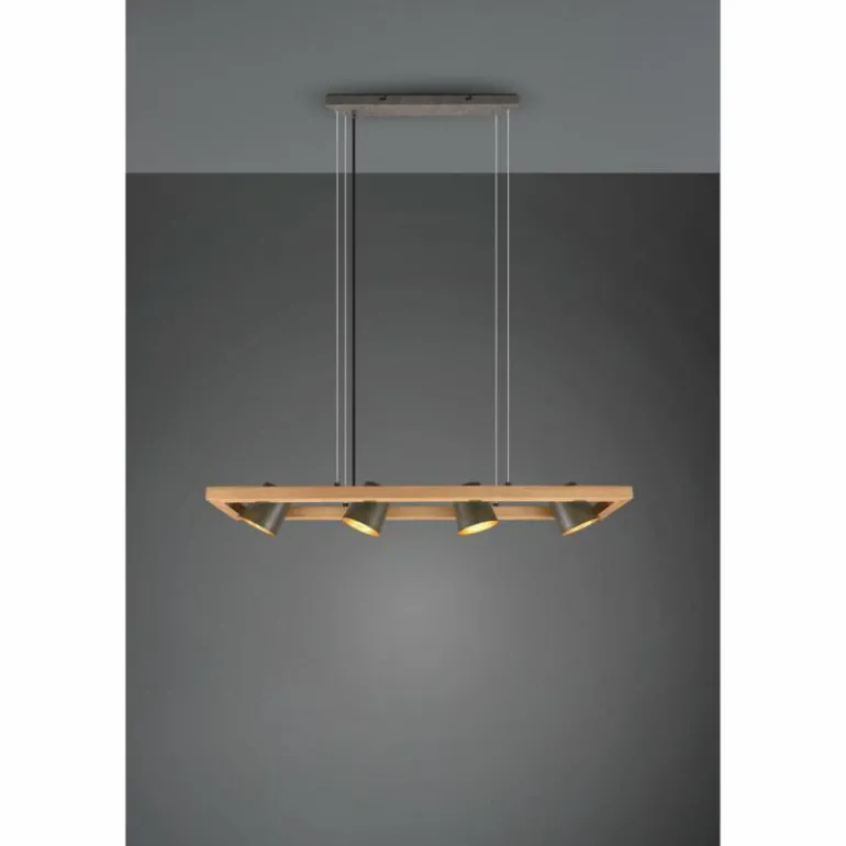Suspension Trio-Leuchten Bell Brun foncé, Nickel mat, 4 lumières