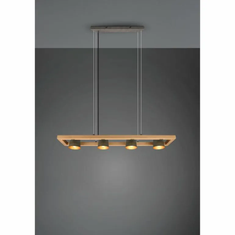 Suspension Trio-Leuchten Bell Brun foncé, Nickel mat, 4 lumières