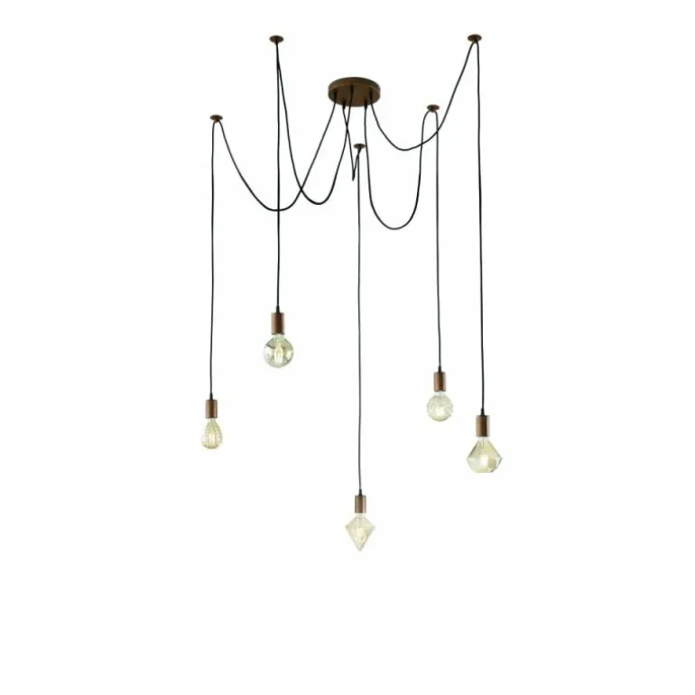 Suspension Trio-Leuchten Cord Cuivre, 5 lumières