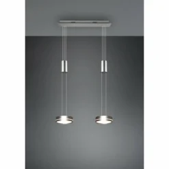 Suspension Trio-Leuchten Franklin LED Nickel mat, 2 lumières