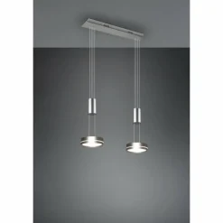 Suspension Trio-Leuchten Franklin LED Nickel mat, 2 lumières
