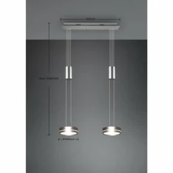 Suspension Trio-Leuchten Franklin LED Nickel mat, 2 lumières