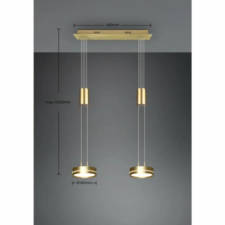 Suspension Trio-Leuchten Franklin LED Laiton, 2 lumières