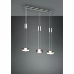 Suspension Trio-Leuchten Franklin LED Nickel mat, 3 lumières