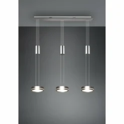 Suspension Trio-Leuchten Franklin LED Nickel mat, 3 lumières