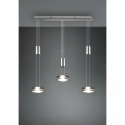 Suspension Trio-Leuchten Franklin LED Nickel mat, 3 lumières