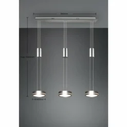 Suspension Trio-Leuchten Franklin LED Nickel mat, 3 lumières