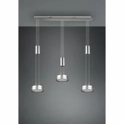 Suspension Trio-Leuchten Franklin LED Nickel mat, 3 lumières