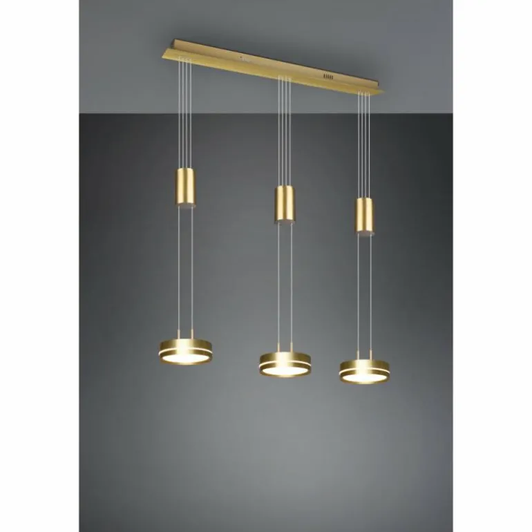 Suspension Trio-Leuchten Franklin LED Laiton, 3 lumières