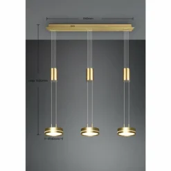 Suspension Trio-Leuchten Franklin LED Laiton, 3 lumières