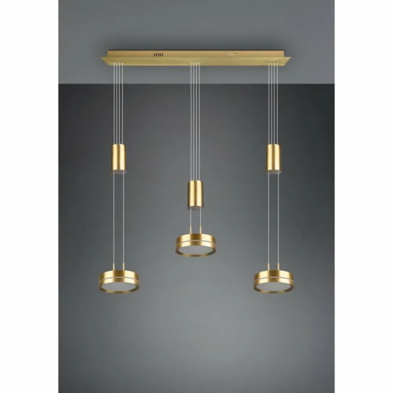 Suspension Trio-Leuchten Franklin LED Laiton, 3 lumières
