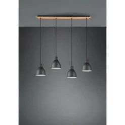 Suspension Trio-Leuchten Henley Noir, 4 lumières