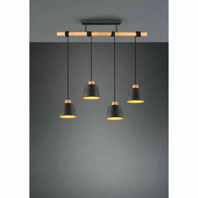 Suspension Trio-Leuchten Harris Noir, 4 lumières