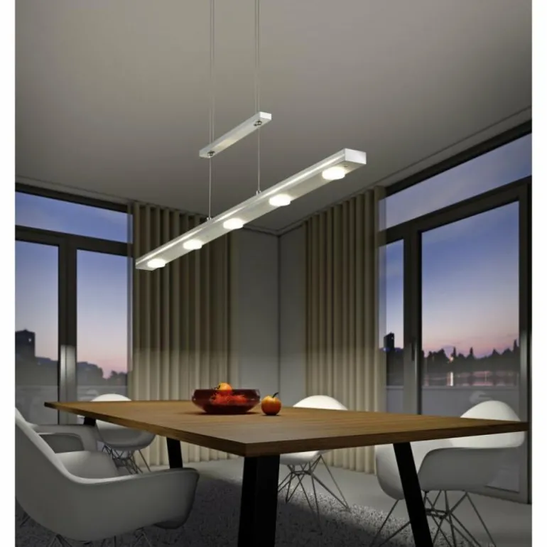 Suspension Trio-Leuchten Lacal LED Nickel mat, 7 lumières