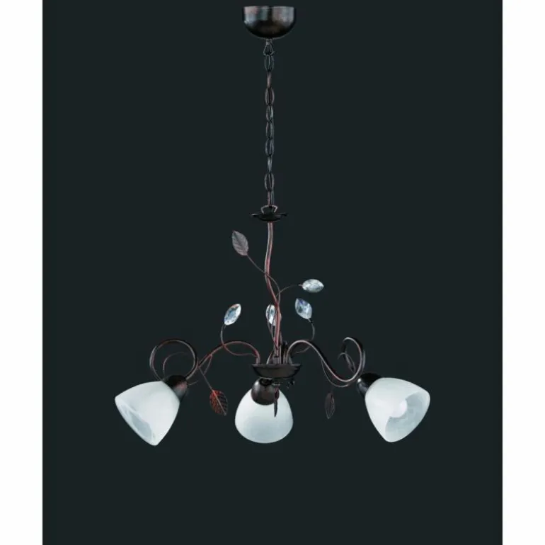 Suspension Trio-Leuchten Traditio Brun foncé, Rouille, 3 lumières