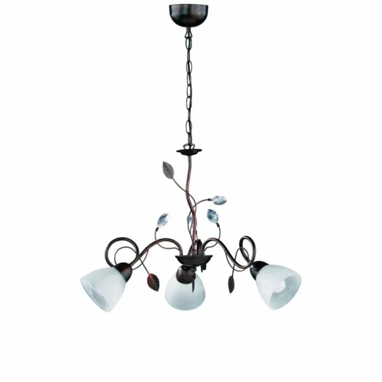 Suspension Trio-Leuchten Traditio Brun foncé, Rouille, 3 lumières