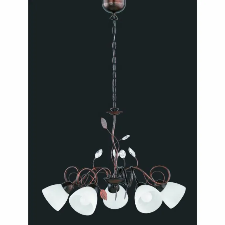 Suspension Trio-Leuchten Traditio Brun foncé, Rouille, 5 lumières