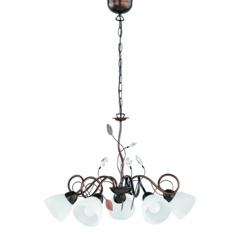 Suspension Trio-Leuchten Traditio Brun foncé, Rouille, 5 lumières