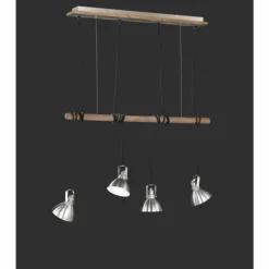Suspension Trio-Leuchten Timber Bois foncé, 4 lumières