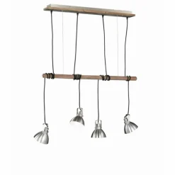 Suspension Trio-Leuchten Timber Bois foncé, 4 lumières
