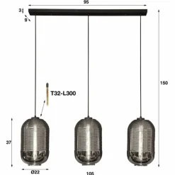 Suspension Tub Anthracite, 3 lumières