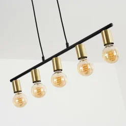 Suspension Tulla Laiton, Noir, 5 lumières