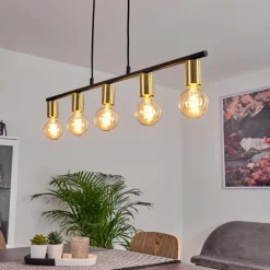 Suspension Tulla Laiton, Noir, 5 lumières