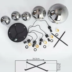 Suspension Tuvalu Laiton, Noir, 5 lumières