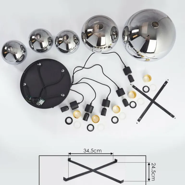 Suspension Tuvalu Laiton, Noir, 5 lumières