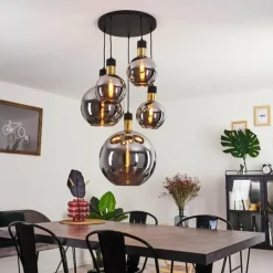 Suspension Tuvalu Laiton, Noir, 5 lumières