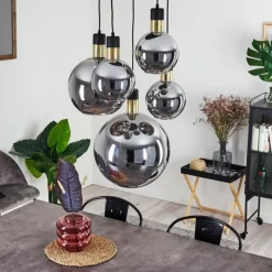 Suspension Tuvalu Laiton, Noir, 5 lumières