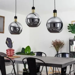 Suspension Tuvalu Laiton, Noir, 3 lumières