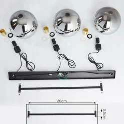 Suspension Tuvalu Laiton, Noir, 3 lumières