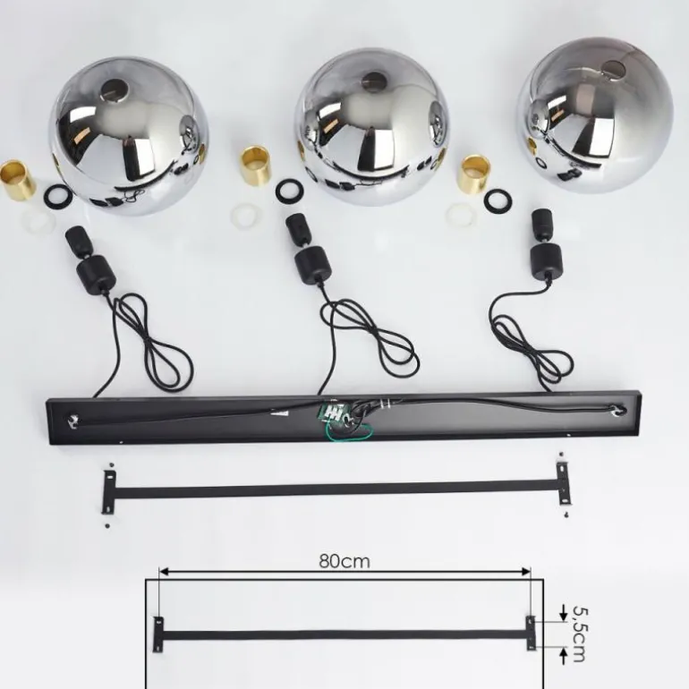 Suspension Tuvalu Laiton, Noir, 3 lumières