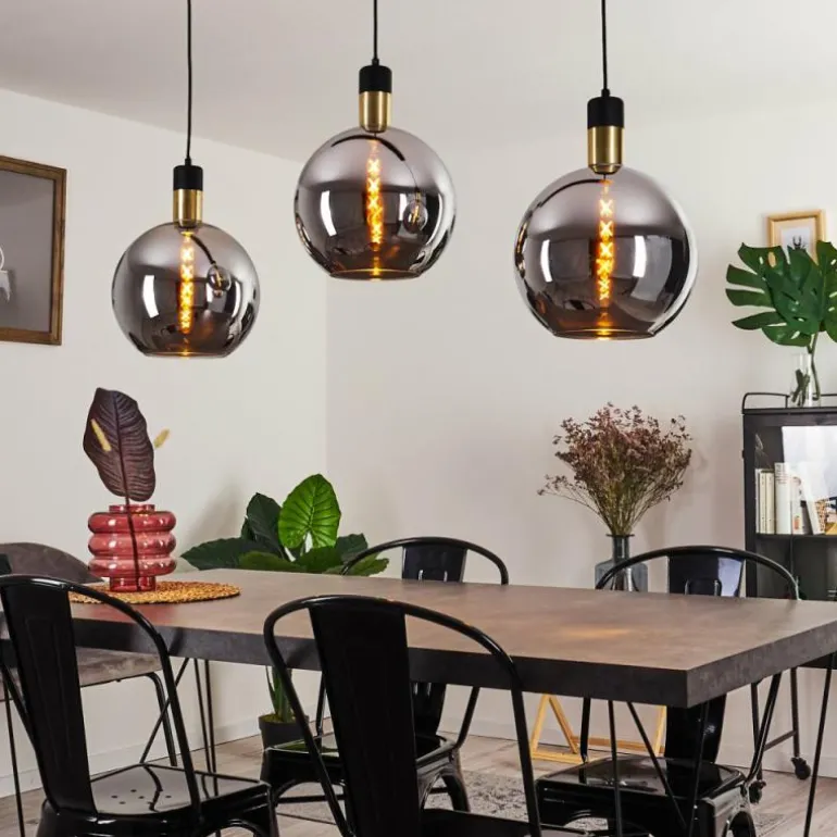 Suspension Tuvalu Laiton, Noir, 3 lumières