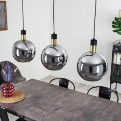 Suspension Tuvalu Laiton, Noir, 3 lumières