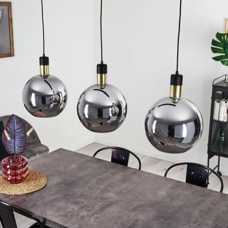 Suspension Tuvalu Laiton, Noir, 3 lumières