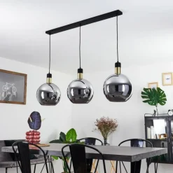 Suspension Tuvalu Laiton, Noir, 3 lumières