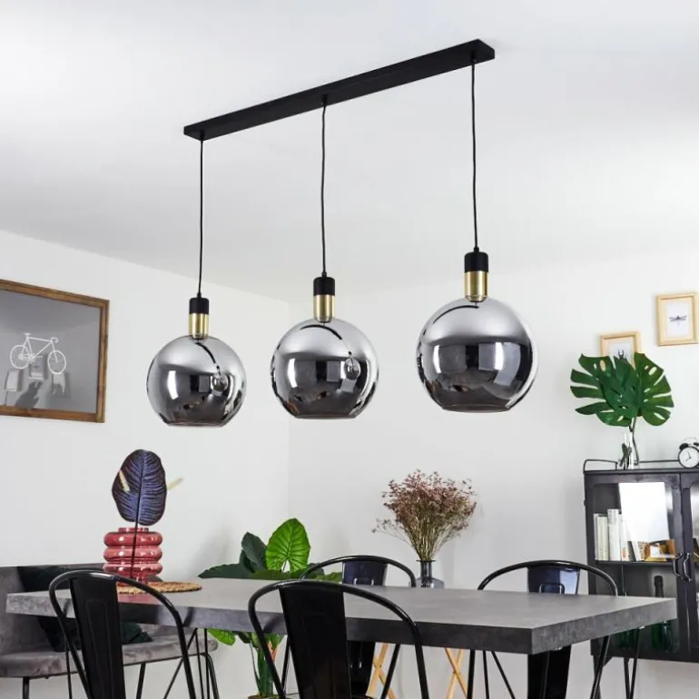 Suspension Tuvalu Laiton, Noir, 3 lumières