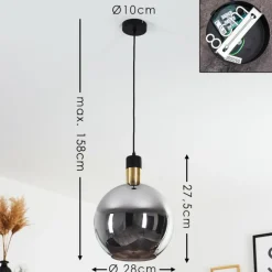 Suspension Tuvalu Noir, 1 lumière